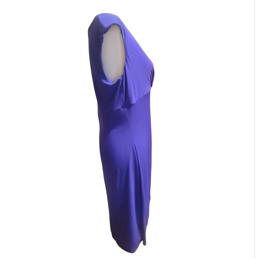 Lauren Ralph Lauren Vivid Purple Midi faux wrap stetch sheath Dress 12